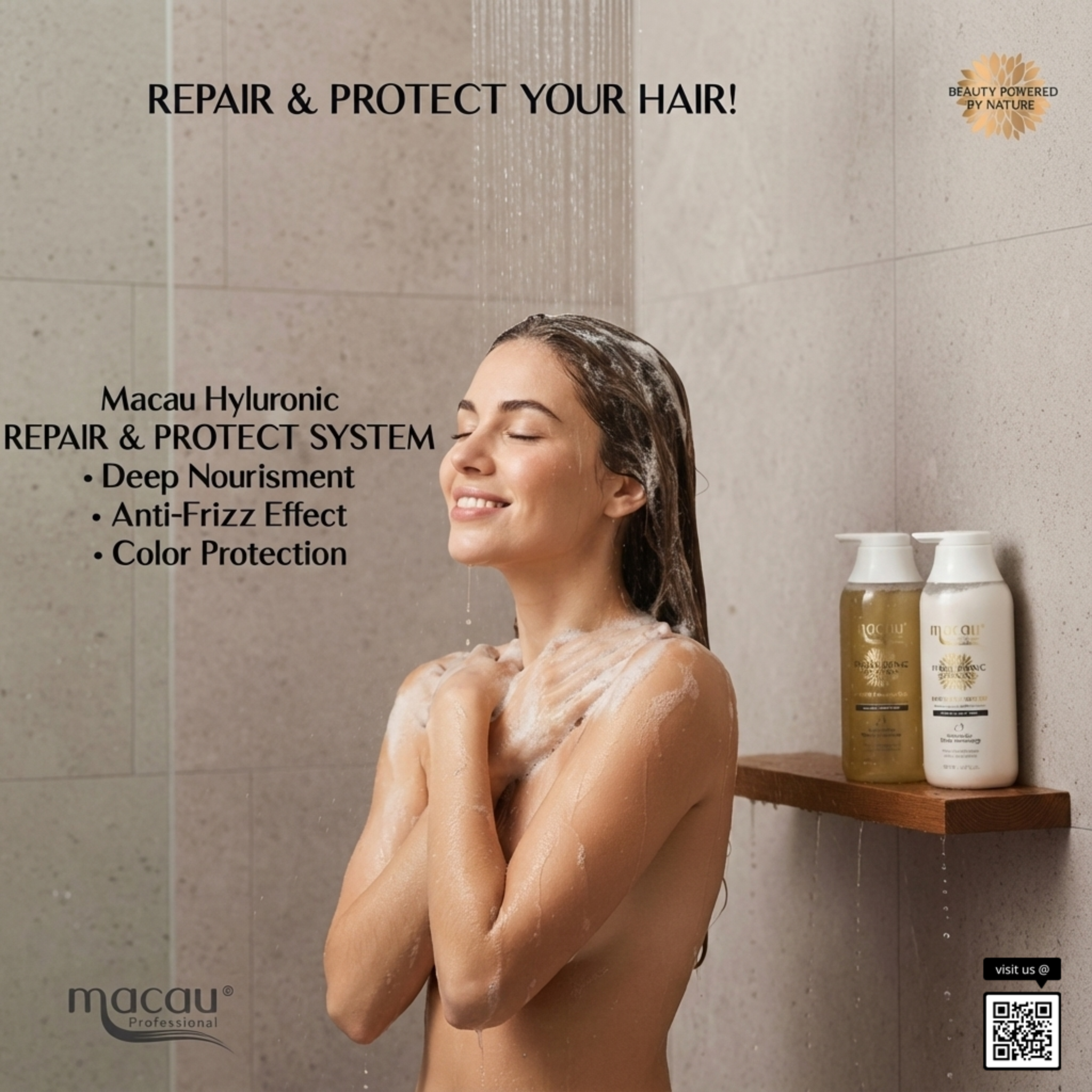Repair Protect Nourishing Shampoo and Conditioner For All Hair Type shower
