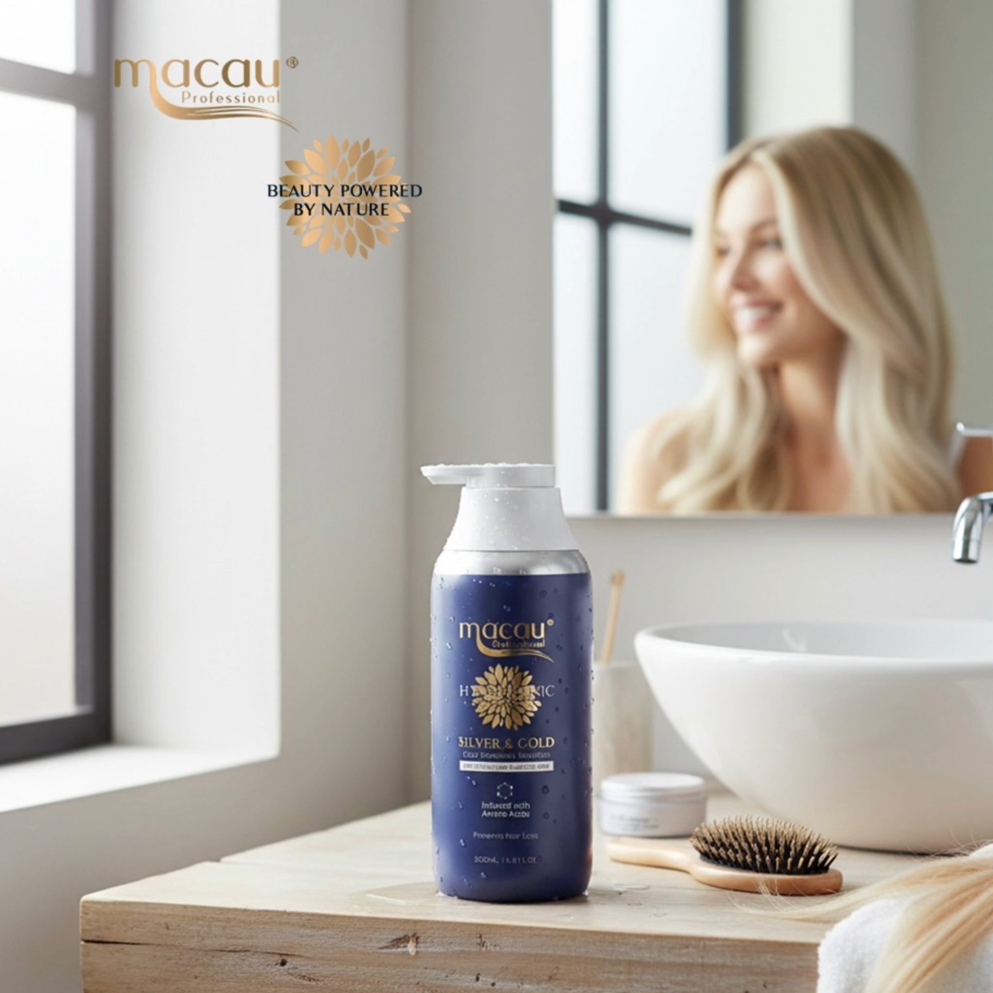 Silver & Gold Color Protection Shampoo For Blond and Bleached Hair on shelf