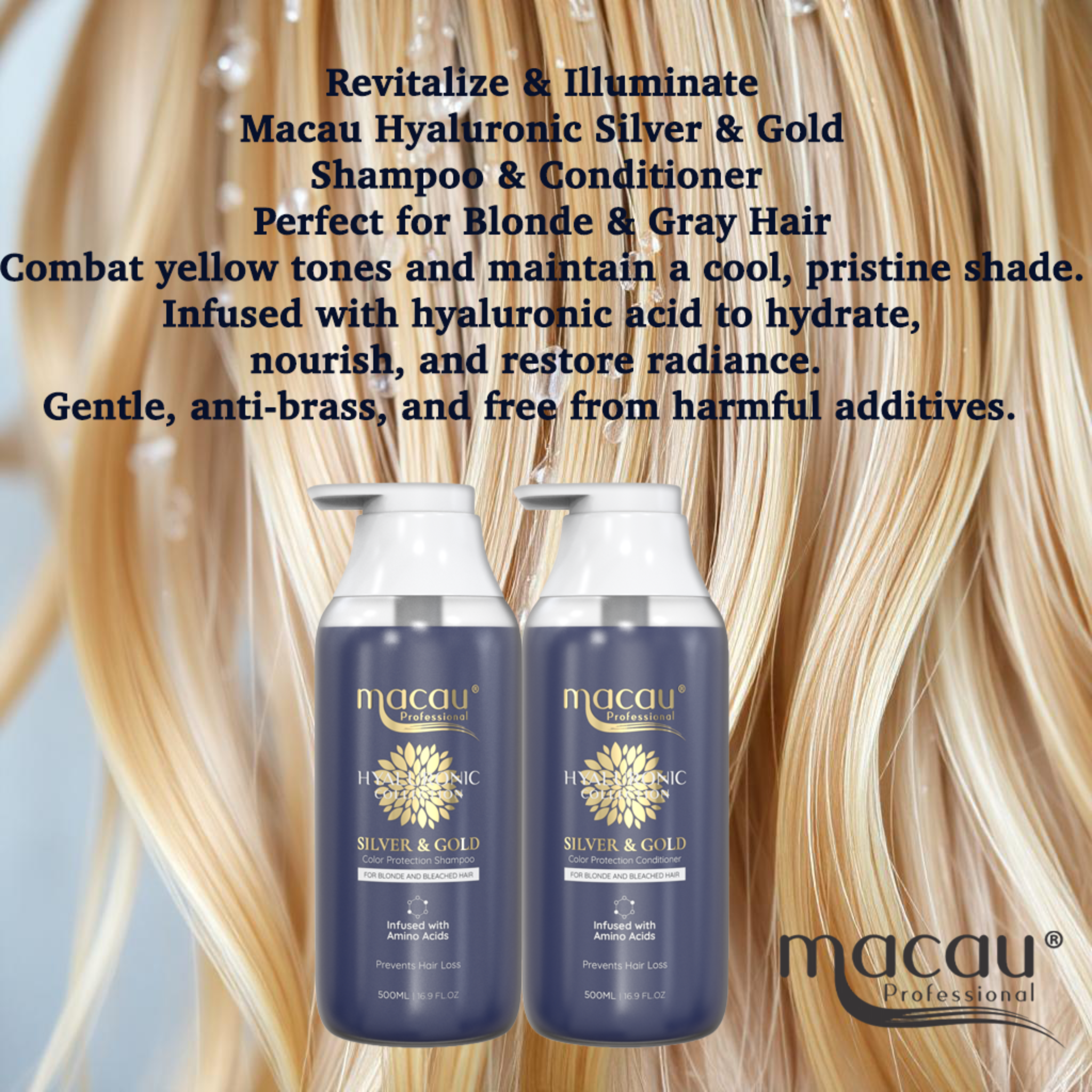 Silver & Gold Color Protection Shampoo & Conditioner For Blond and Bleached Hair